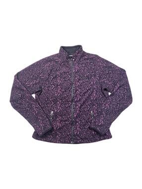 Harley Davidson - Purple Animal Print Cheetah Fleece Zip Up Jacket - Womens L